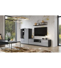 Stolik pod TV HELIO 180 cm szaro czarny