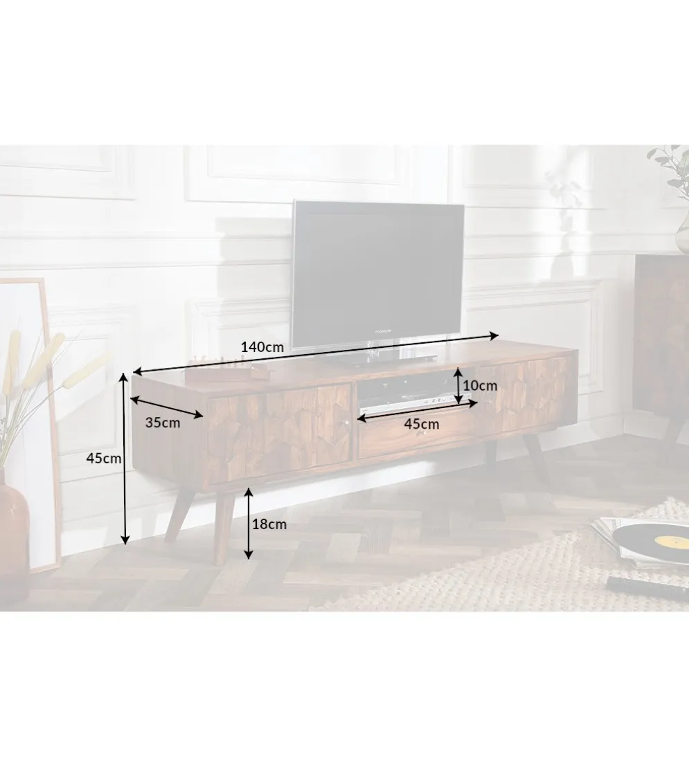 Stolik pod TV Komodo Mystic Living 140 cm drewno sheesham