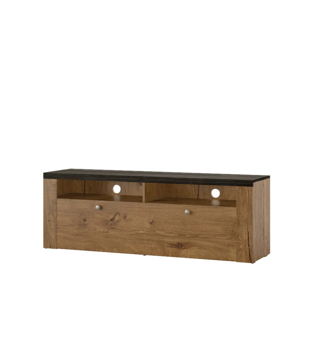 Stolik pod TV LARONA 140 cm o wybarwieniu dąb lefkas z kolorem touchwood