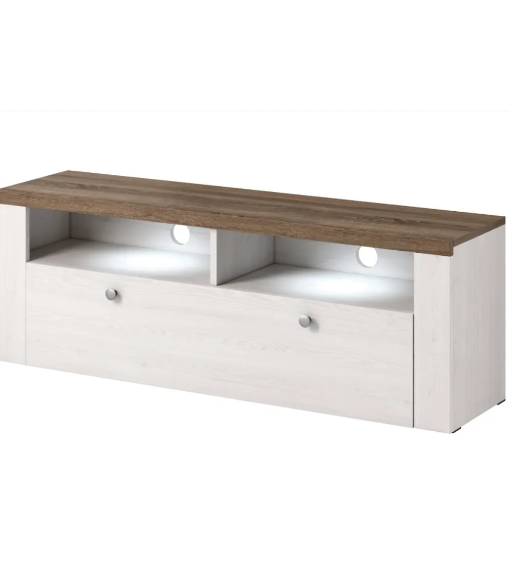 Stolik pod TV LARONA 140 cm o wybarwieniu Sonoma Trufel z kolorem Sibiu Larche