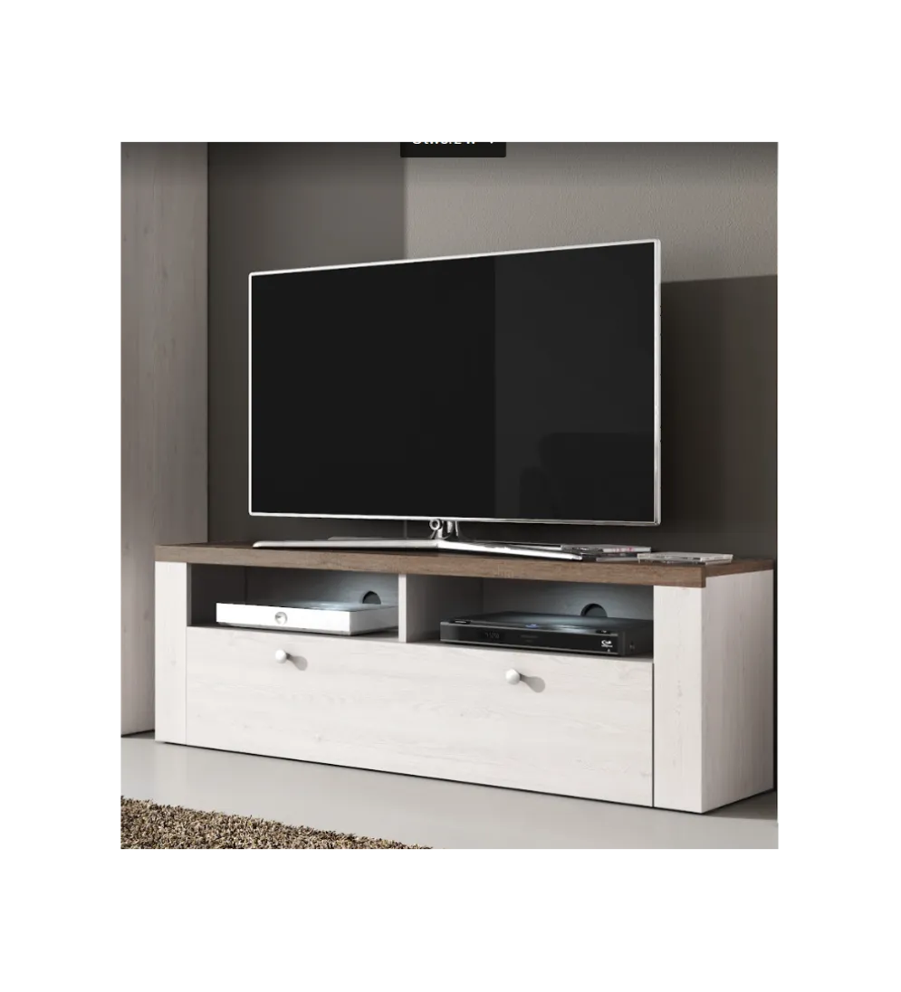 Stolik pod TV LARONA 140 cm o wybarwieniu Sonoma Trufel z kolorem Sibiu Larche