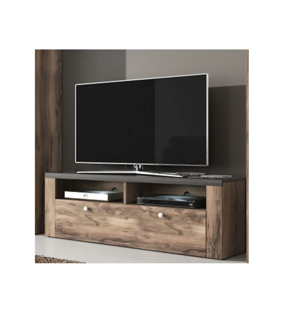Stolik pod TV LARONA 140 Cm O Wybarwieniu Satin Nussbaum z kolorem Touchwood
