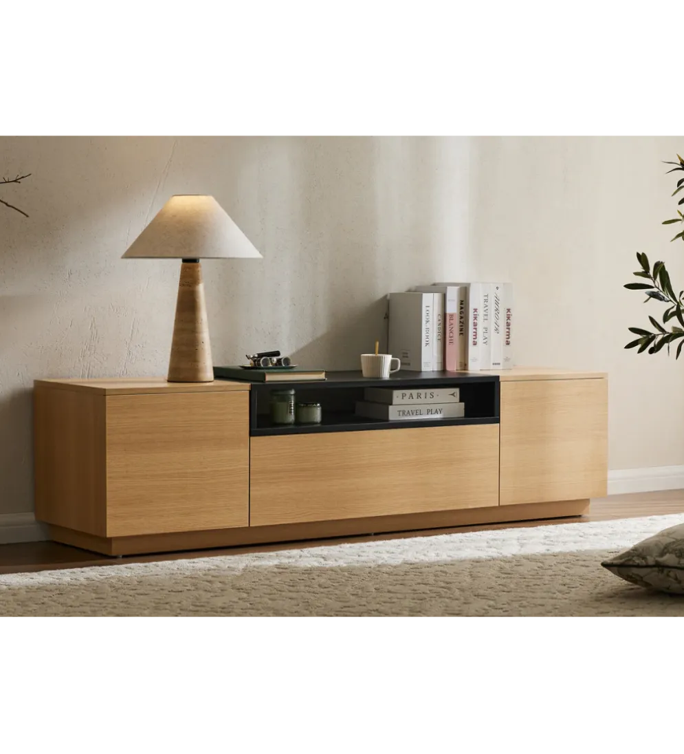 Stolik pod TV LOFT 160 cm naturalna czarna