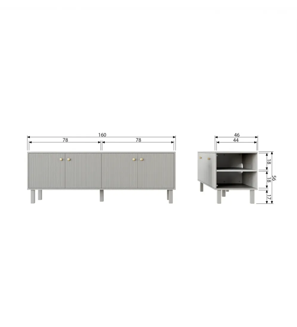 Stolik pod TV MADU 160 cm drewno sosny szary