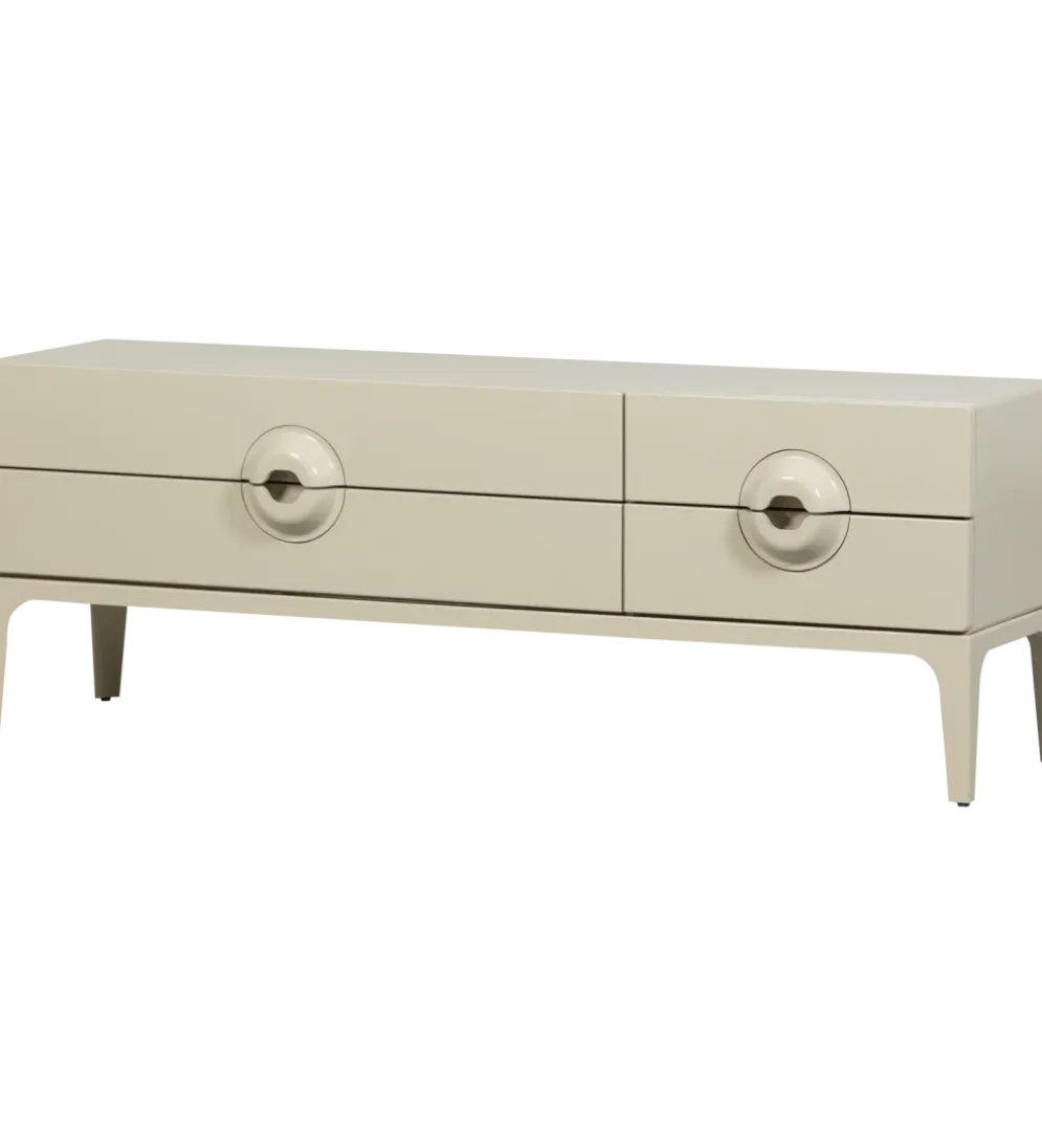 Stolik pod TV MERGE 160 cm drewno eukaliptusa szary