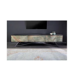Stolik pod TV MONTANAS 200 cm drewno akacja czarny