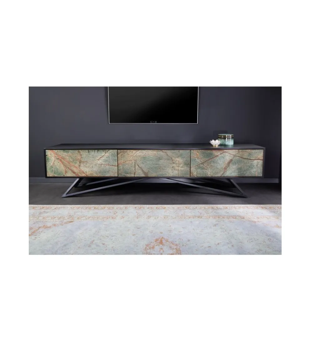 Stolik pod TV MONTANAS 200 cm drewno akacja czarny