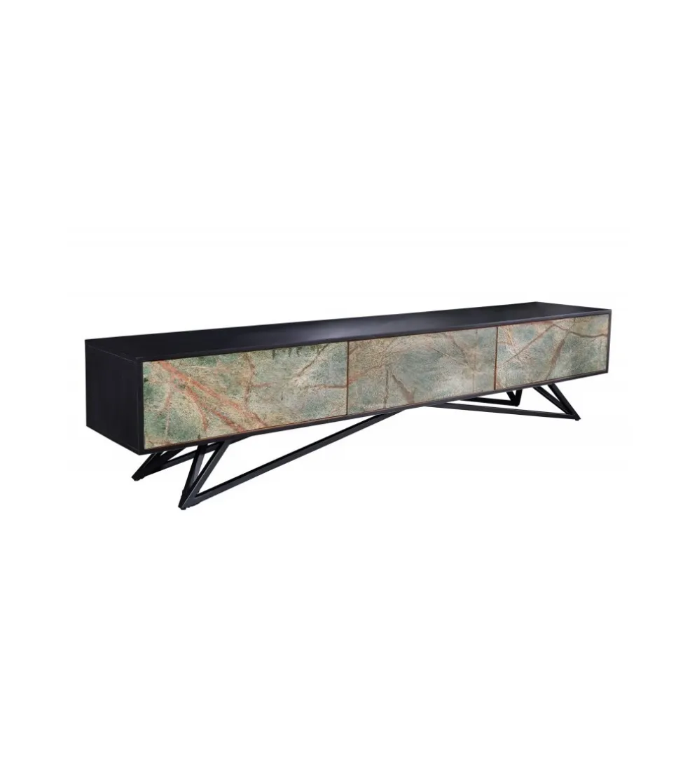Stolik pod TV MONTANAS 200 cm drewno akacja czarny