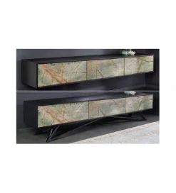Stolik pod TV MONTANAS 200 cm drewno akacja czarny