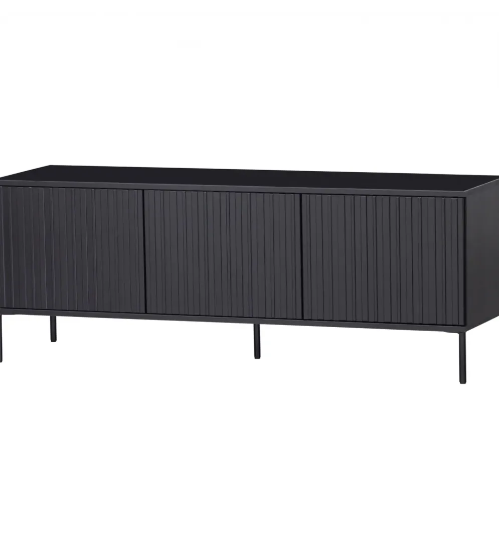 Stolik pod TV NEW GRAVURE 150 cm drewno sosny czarny