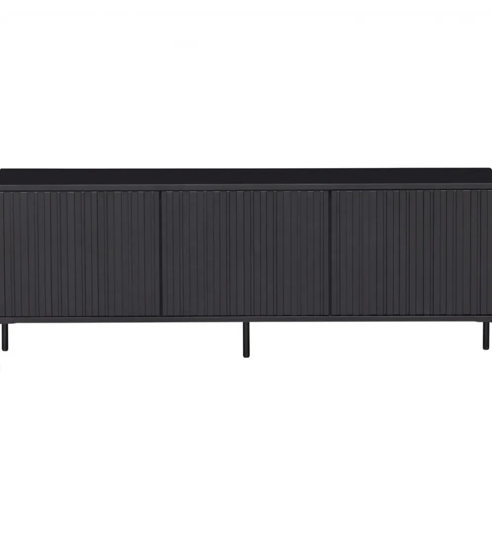 Stolik pod TV NEW GRAVURE 150 cm drewno sosny czarny