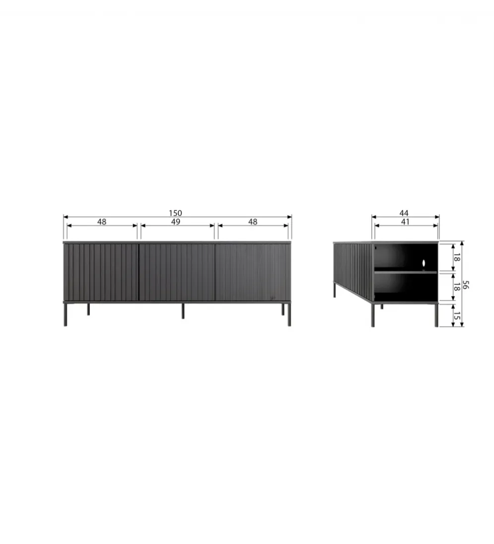 Stolik pod TV NEW GRAVURE 150 cm drewno sosny czarny