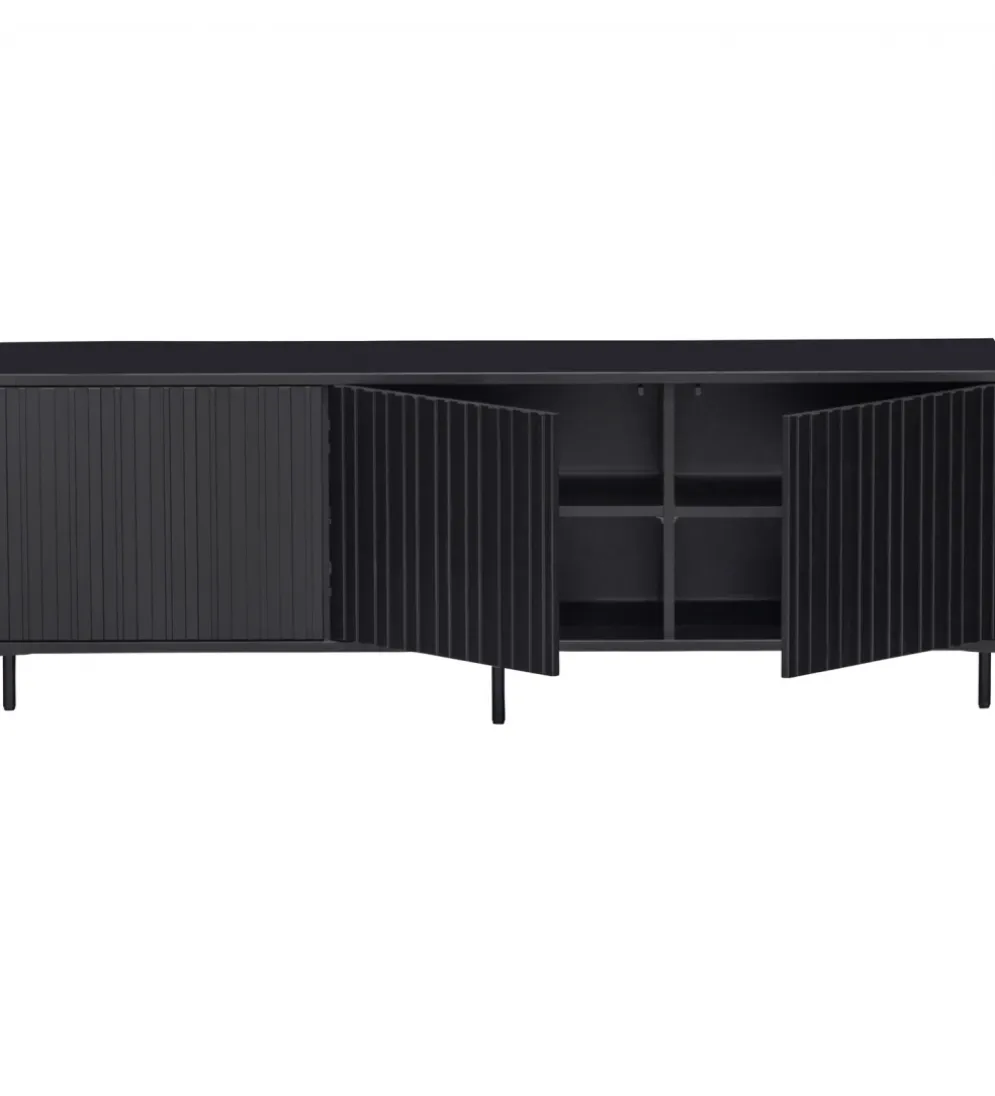 Stolik pod TV NEW GRAVURE 150 cm drewno sosny czarny