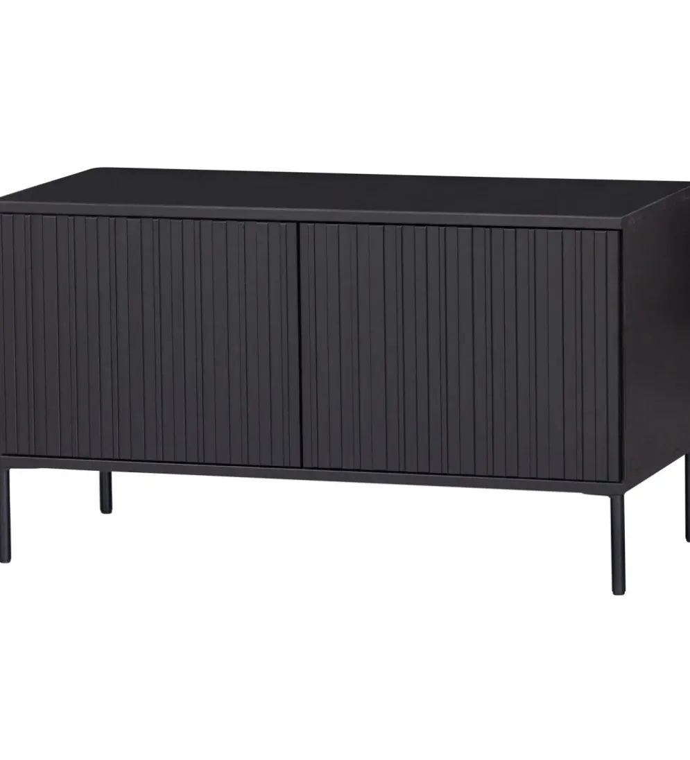 Stolik pod TV NEW GRAVURE 100 cm drewno sosny czarny