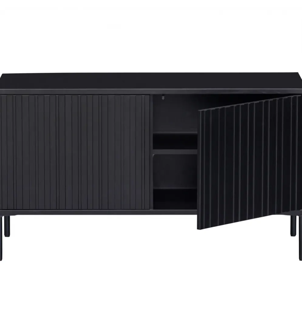 Stolik pod TV NEW GRAVURE 100 cm drewno sosny czarny