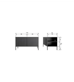 Stolik pod TV NEW GRAVURE 100 cm drewno sosny czarny