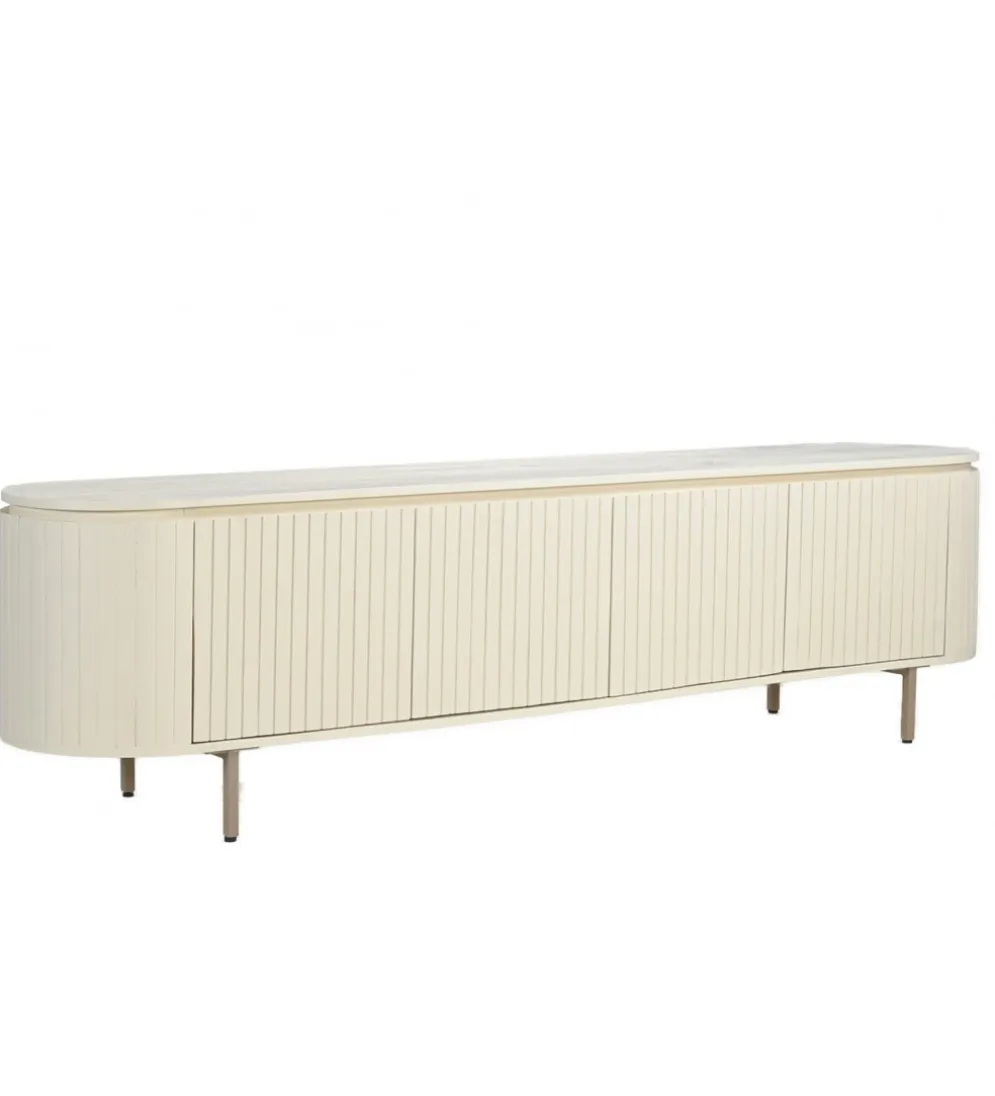 Stolik pod TV PATOU 210 cm jasnobeżowy drewno mango