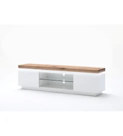 Stolik Pod TV ROMINA 175 Cm Biały Z Dębowym Blatem