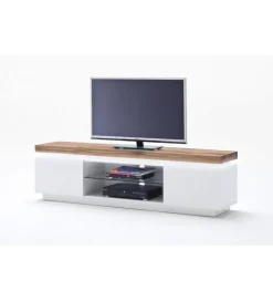 Stolik Pod TV ROMINA 175 Cm Biały Z Dębowym Blatem