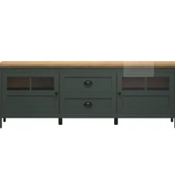 Stolik pod TV STANTON 184 cm w optyce dębu Evoke Ciemnozielony