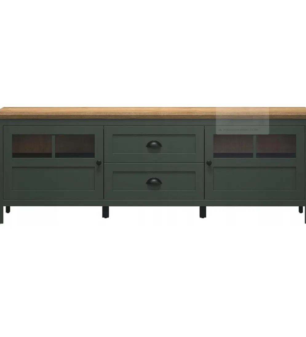 Stolik pod TV STANTON 184 cm w optyce dębu Evoke Ciemnozielony