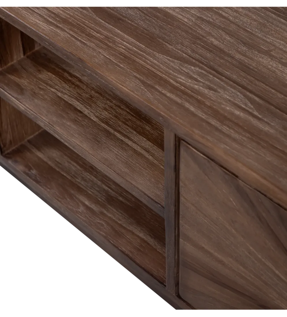 Stolik pod TV SUN 200 cm drewno teak brązowy