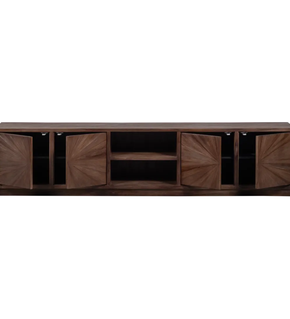 Stolik pod TV SUN 200 cm drewno teak brązowy