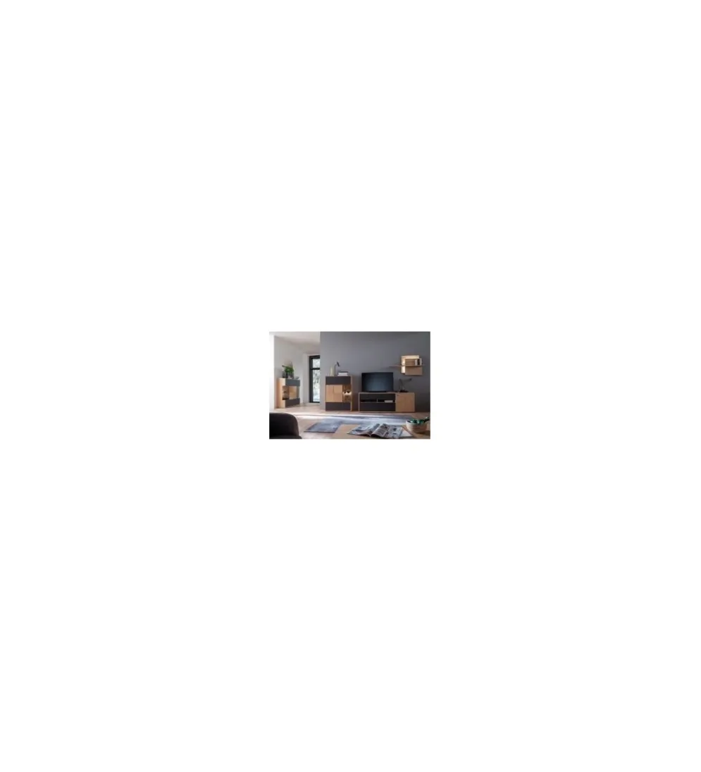 Stolik pod TV VALENCIA 184 cm antracytowo naturalny