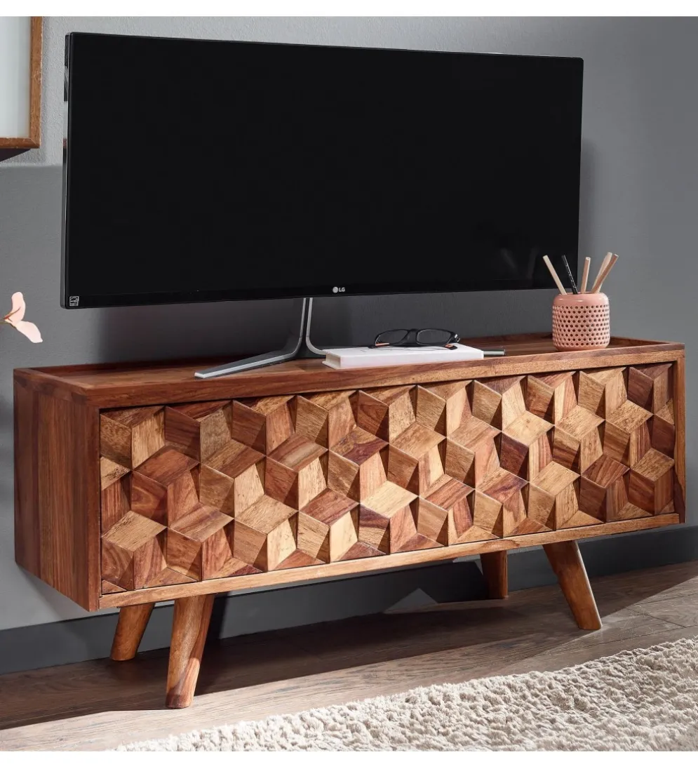 Stolik pod TV VENLO 92 cm drewno sheesham