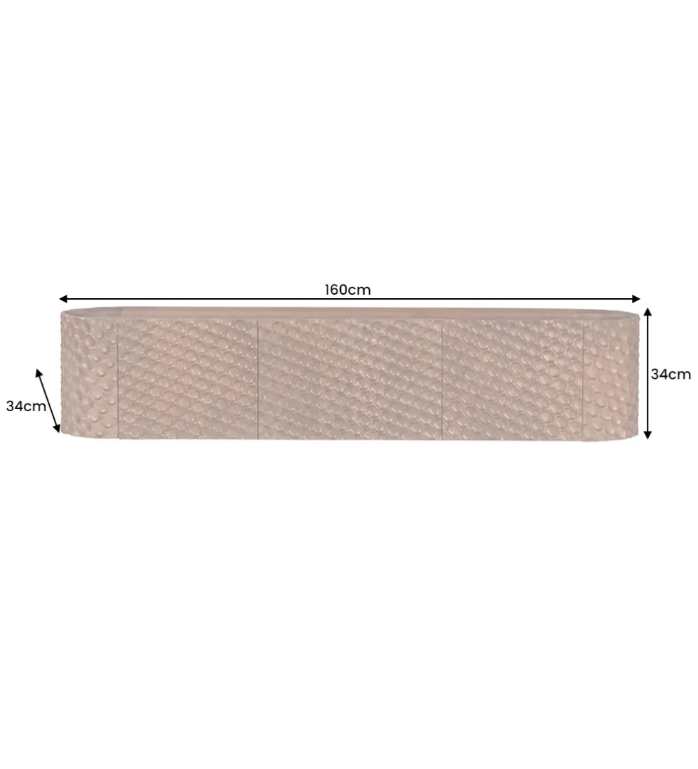 Stolik pod TV wiszący ADLON 160 cm drewno mango wzór 3D