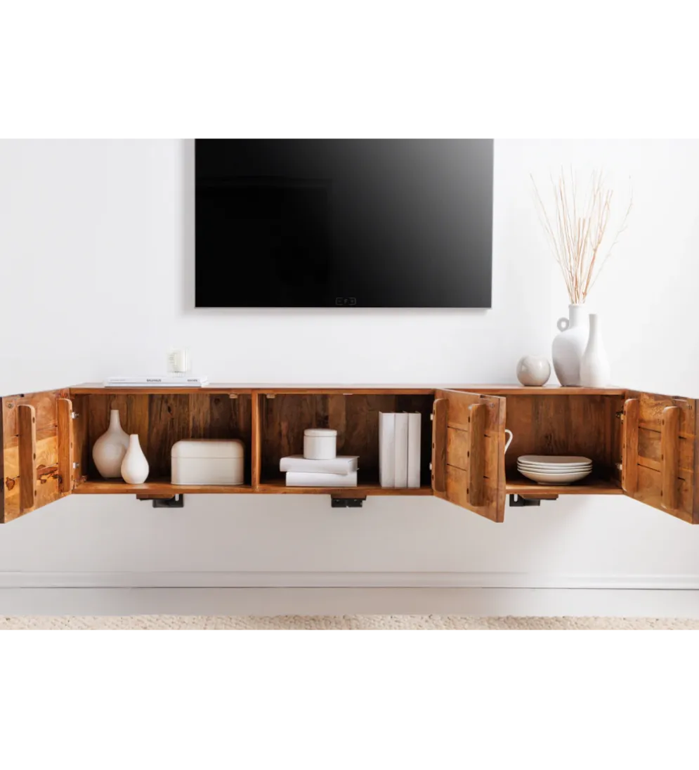 Stolik pod Tv wiszący DAVIDE Scorpion 160 cm drewno mango brąz