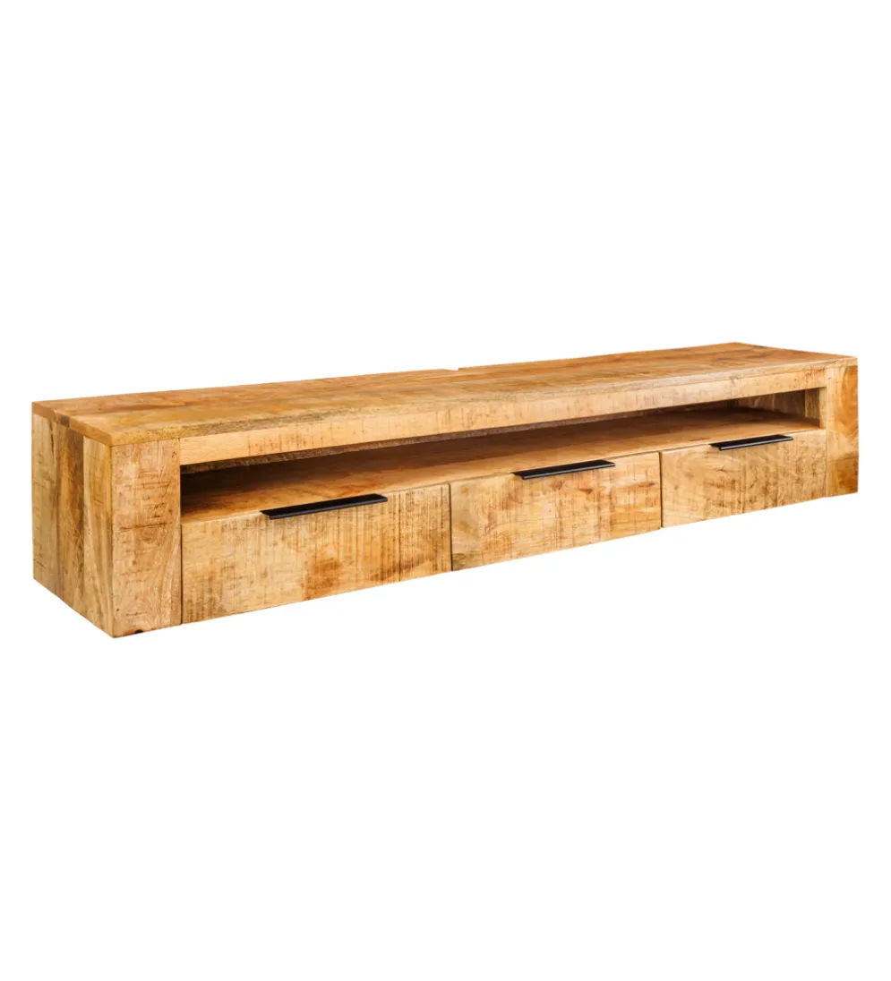 Stolik pod TV wiszący IRON CRAFT 160 cm drewno mango