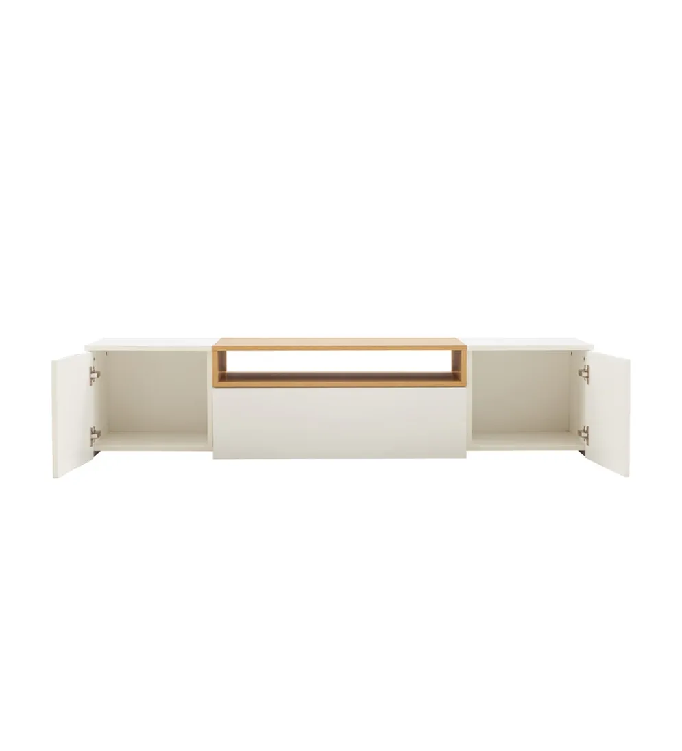 Stolik pod TV wiszący LOFT 160 cm biało naturalna