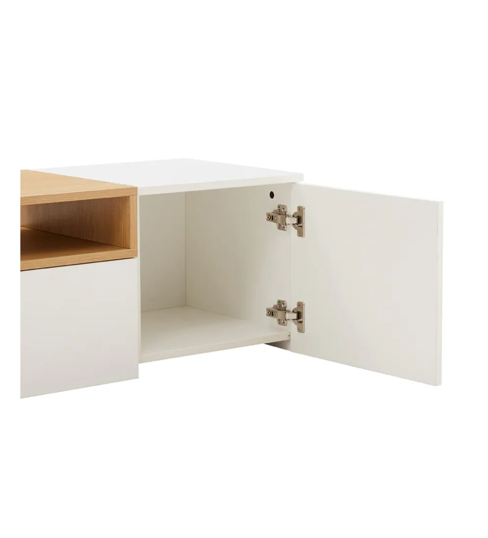 Stolik pod TV wiszący LOFT 160 cm biało naturalna
