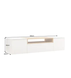 Stolik pod TV wiszący LOFT 160 cm biało naturalna