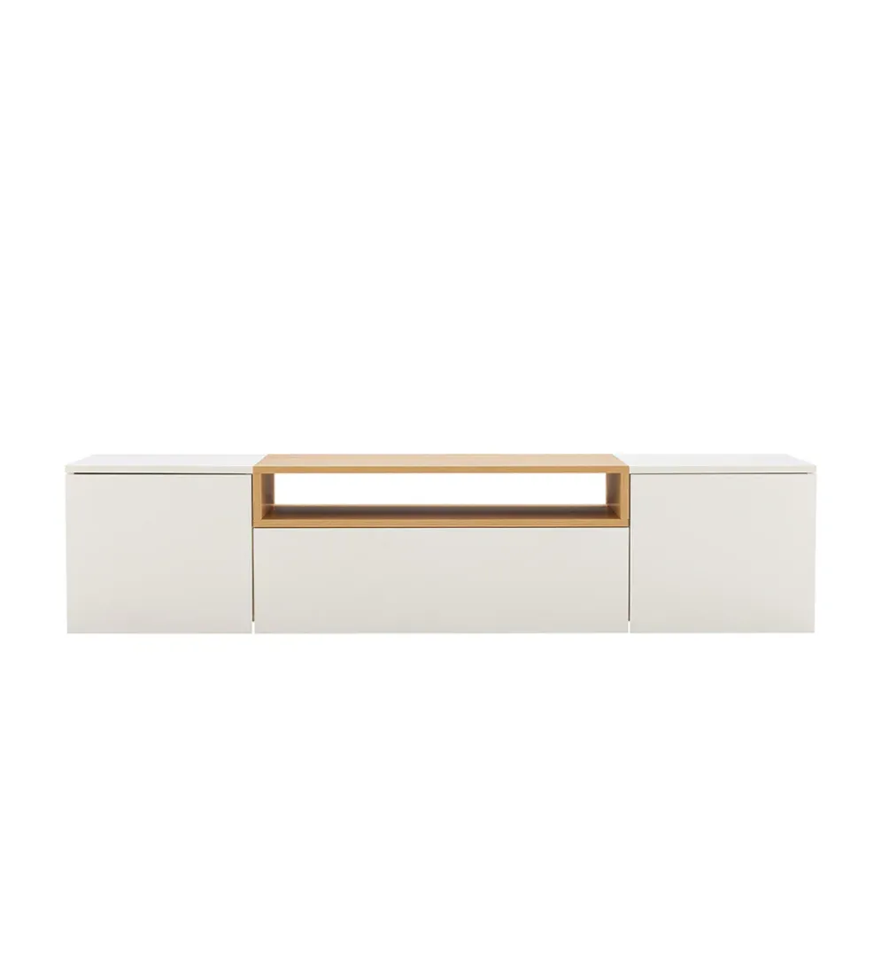 Stolik pod TV wiszący LOFT 160 cm biało naturalna