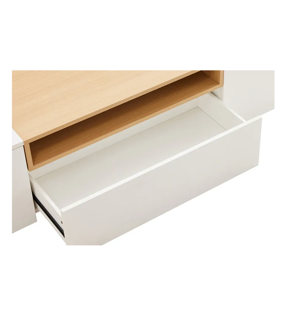 Stolik pod TV wiszący LOFT 160 cm biało naturalna
