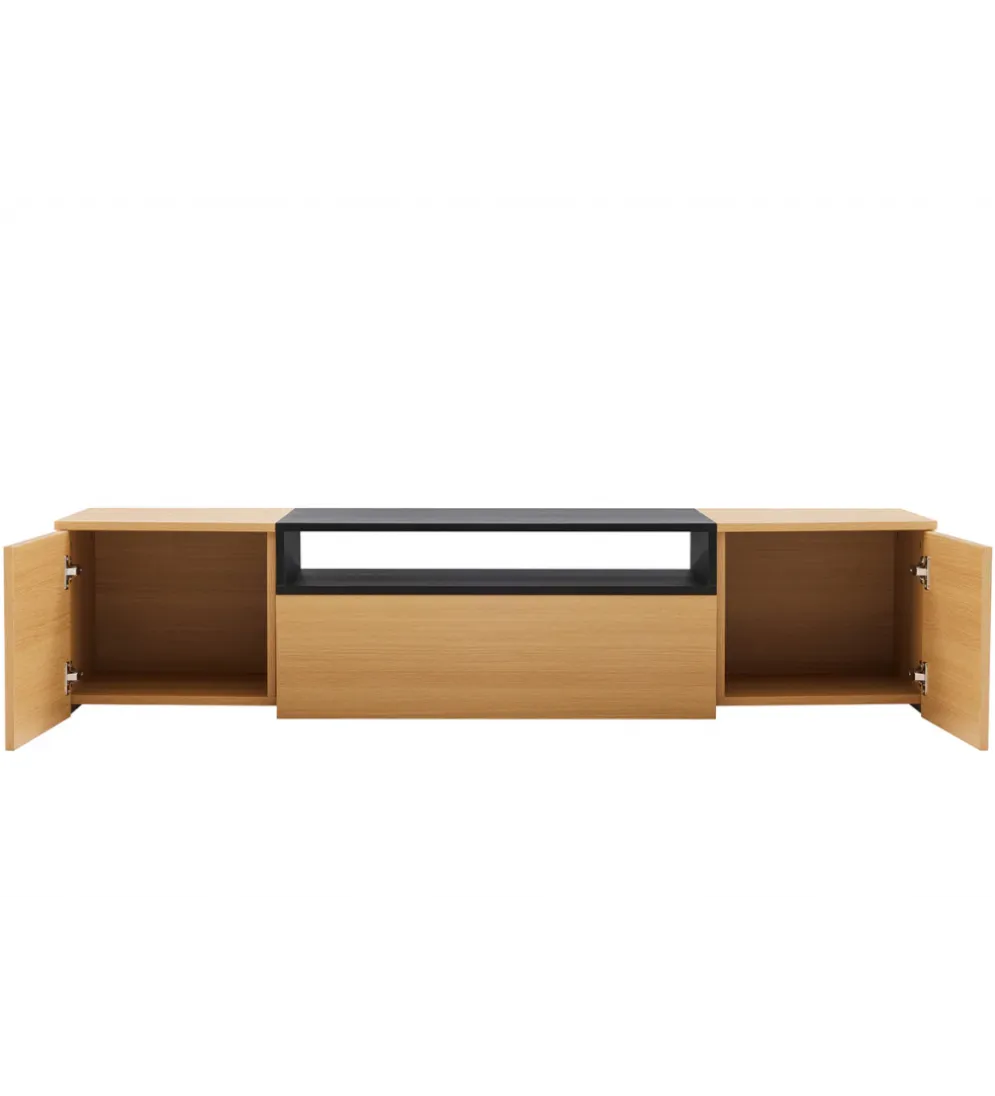 Stolik pod TV wiszący LOFT 160 cm naturalna czarna