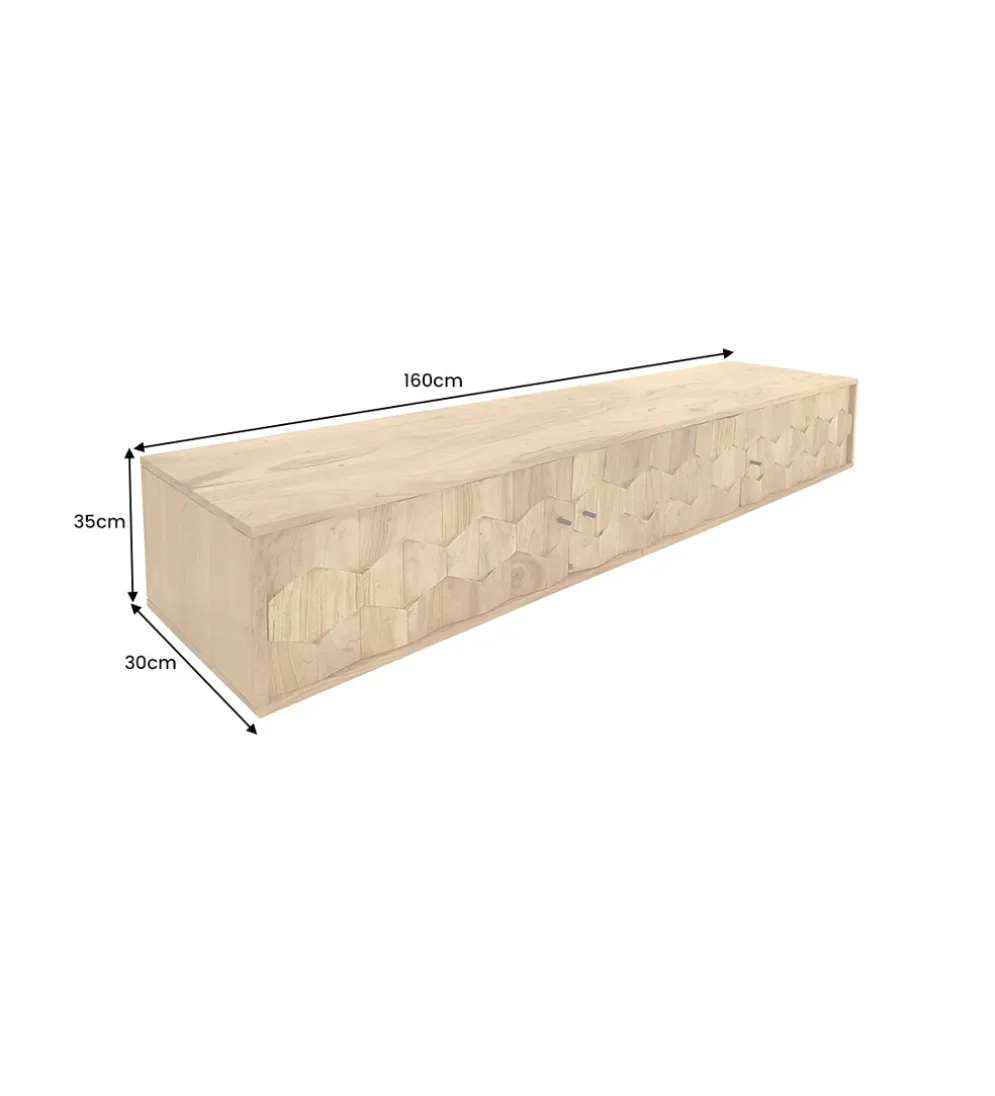Stolik pod TV wiszący MYSTIC LIVING 160 cm drewno akacja