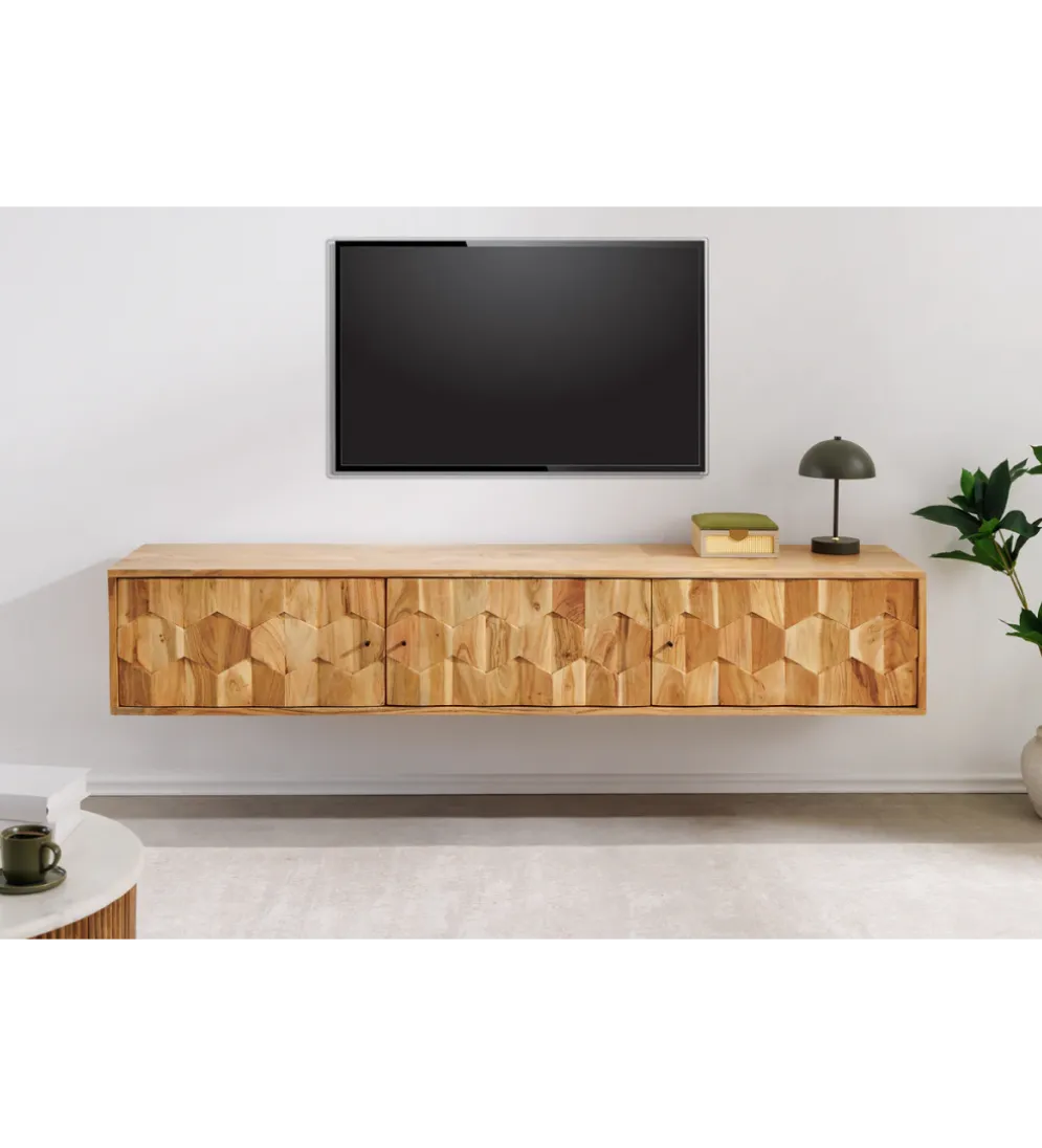Stolik pod TV wiszący MYSTIC LIVING 160 cm drewno akacja