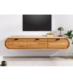 Stolik pod TV wiszący ORGANIC 160 cm drewno akacja