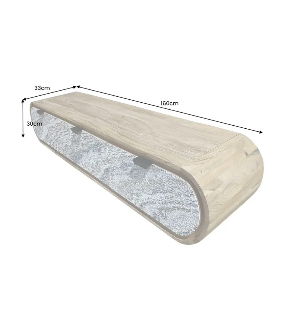 Stolik pod TV wiszący ORGANIC 160 cm drewno akacja kolor kamienia