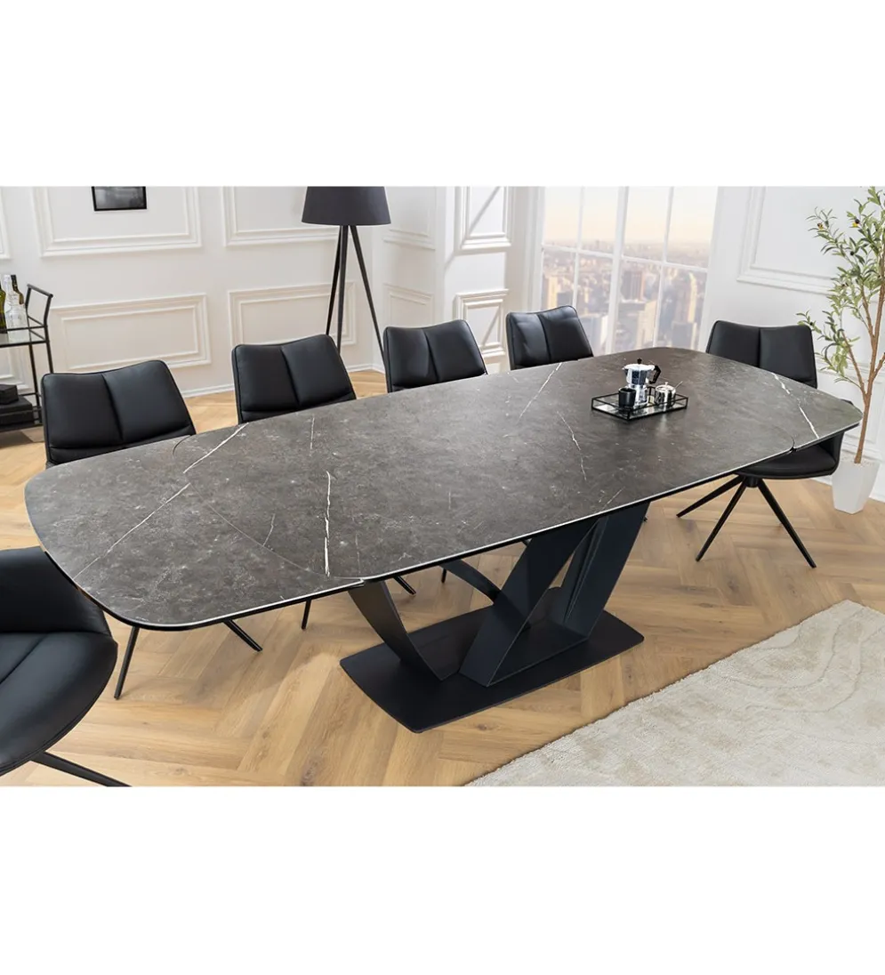 Stół rozkładany BLACKLIGHT 180 cm - 260 cm ceramika w optyce grafitowego marmuru
