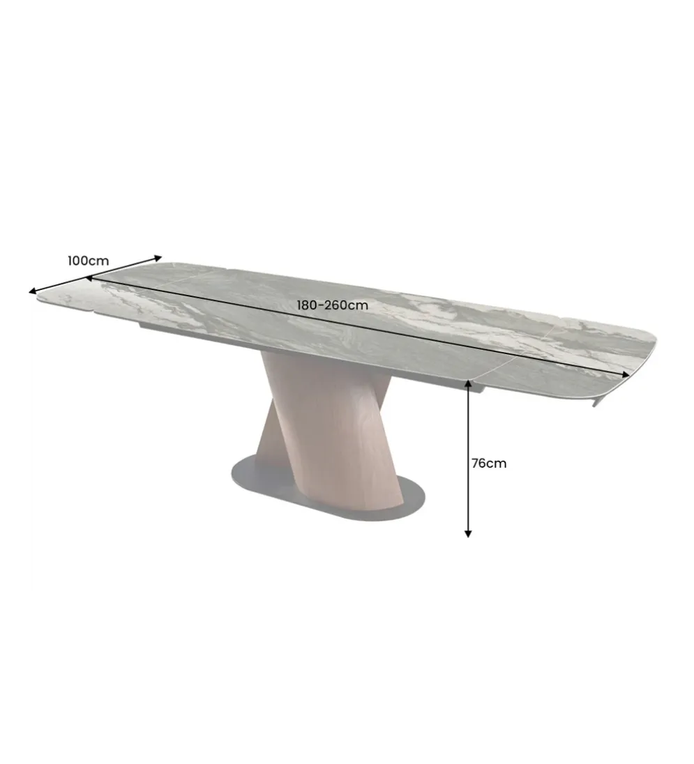 Stół rozkładany ELEMENTS od 180 do 260 cm ceramika efekt marmur taupe