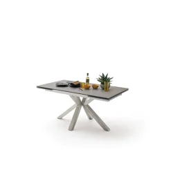 Stół rozkładany NAGANO 160 cm - 200 cm - 240 cm ceramika antracytowy srebrne nogi