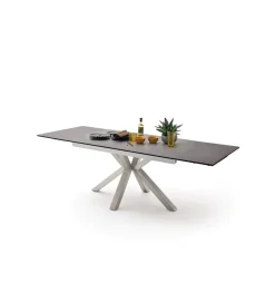 Stół rozkładany NAGANO 160 cm - 200 cm - 240 cm ceramika antracytowy srebrne nogi