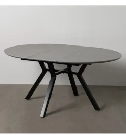 Stół rozkładany PATARASO 120 cm ceramika szara nogi czarne