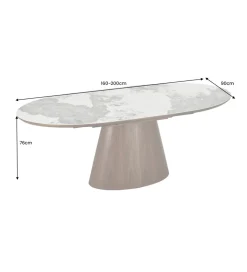 Stół rozkładany UNIQUE od 160 do 200 cm naturalny ceramiczny blat