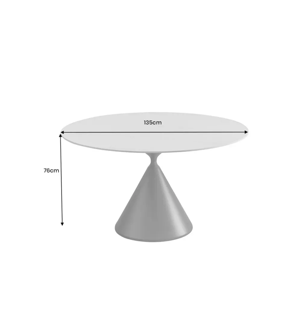 Stół SIGNATURE 135 cm okrągły blat ceramika w optyce białego marmuru