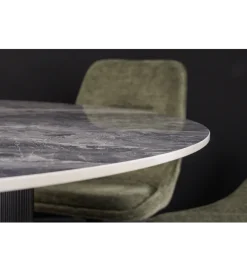 Stół UNIQUE 120 cm okrągły ceramiczny blat efekt czarny marmur